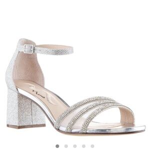 Nina Nagida Silver Metallic Textured Block-heel sandal size 8M